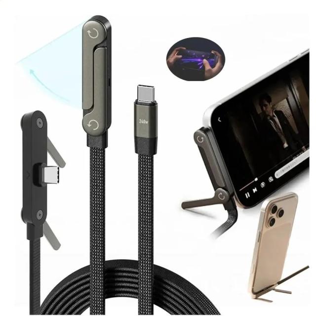 Cable usb tipo C macho - macho con soporte